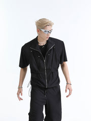 【24s Sep.】Deconstructed Split Zipper Short-sleeved Shirt + Casual Pants ArtsKoreanMan