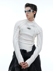 【24s Oct.】Topstitched Metallic Trim Slim-fit Turtleneck Top ArtsKoreanMan