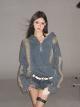 【25s Jan.】Vintage Washed Denim Distressed Hoodie