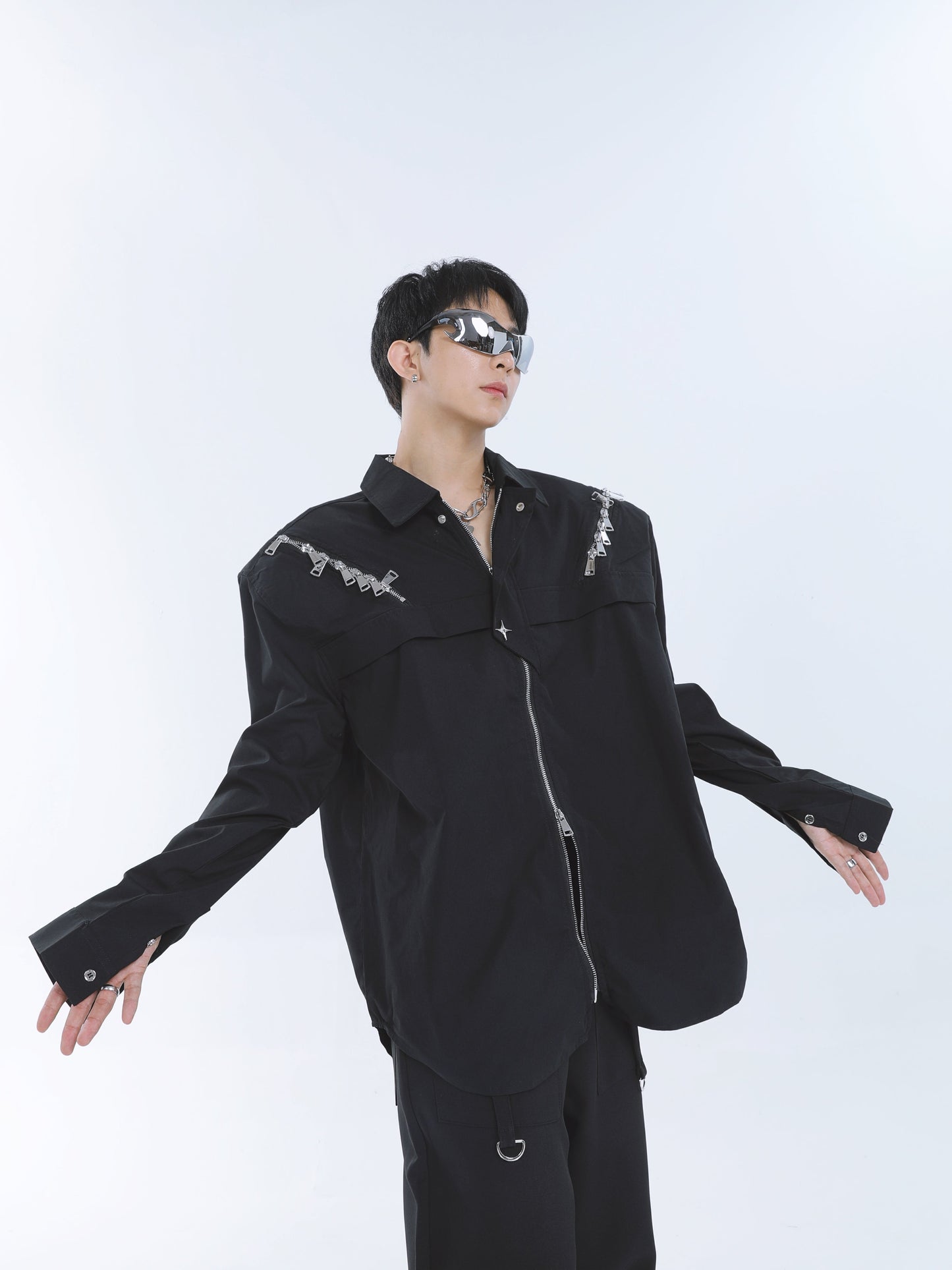 【23s September.】Shoulder Metal Double Zpper Design Shirt + Pants -M/L ArtsKoreanMan