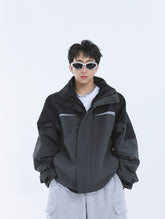 【23s September.】Workwear Retro Patchwork Design Stand Collar Jacket ArtsKoreanMan