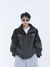 【23s September.】Workwear Retro Patchwork Design Stand Collar Jacket -L ArtsKoreanMan