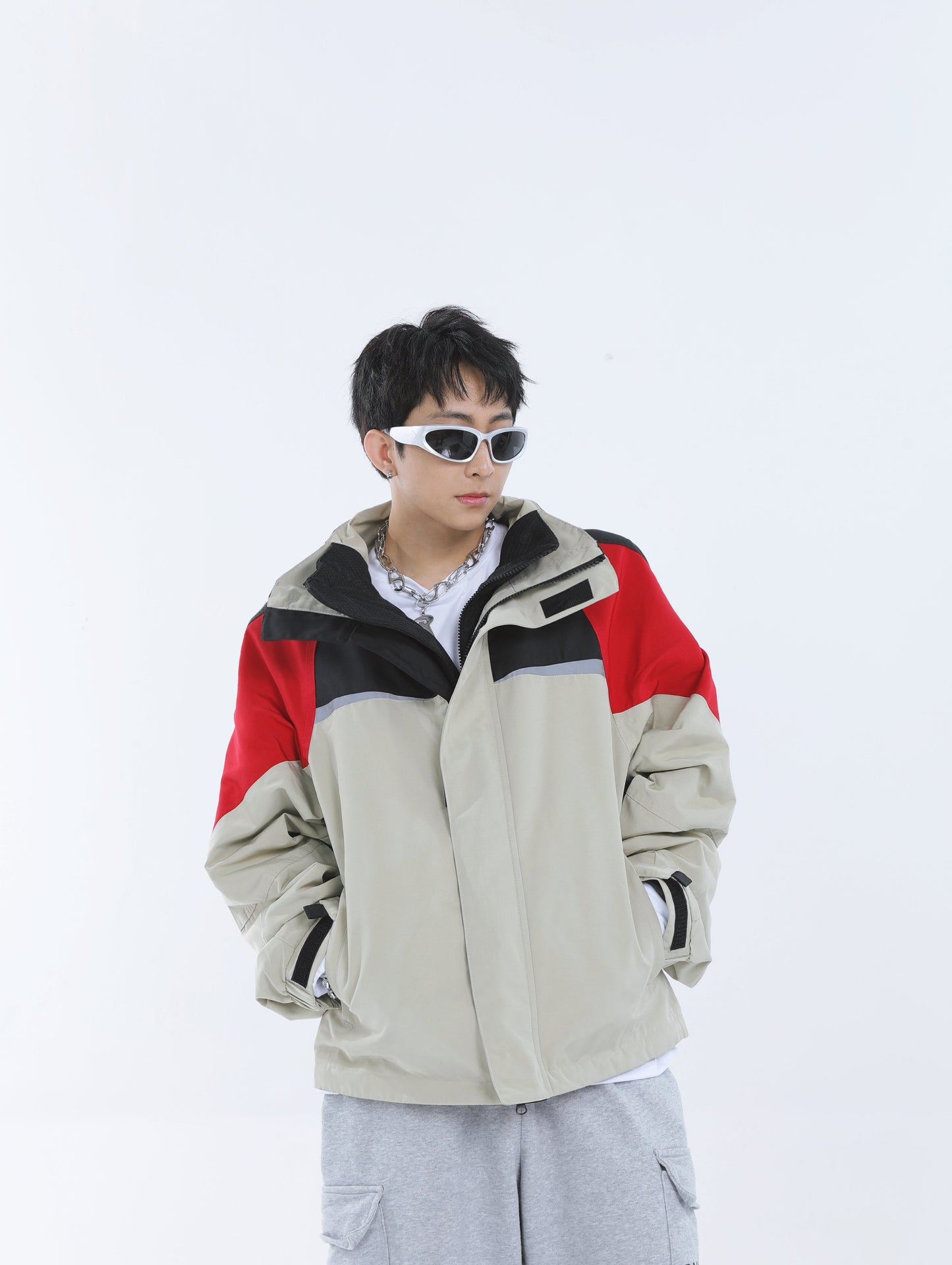 【23s September.】Workwear Retro Patchwork Design Stand Collar Jacket -L ArtsKoreanMan