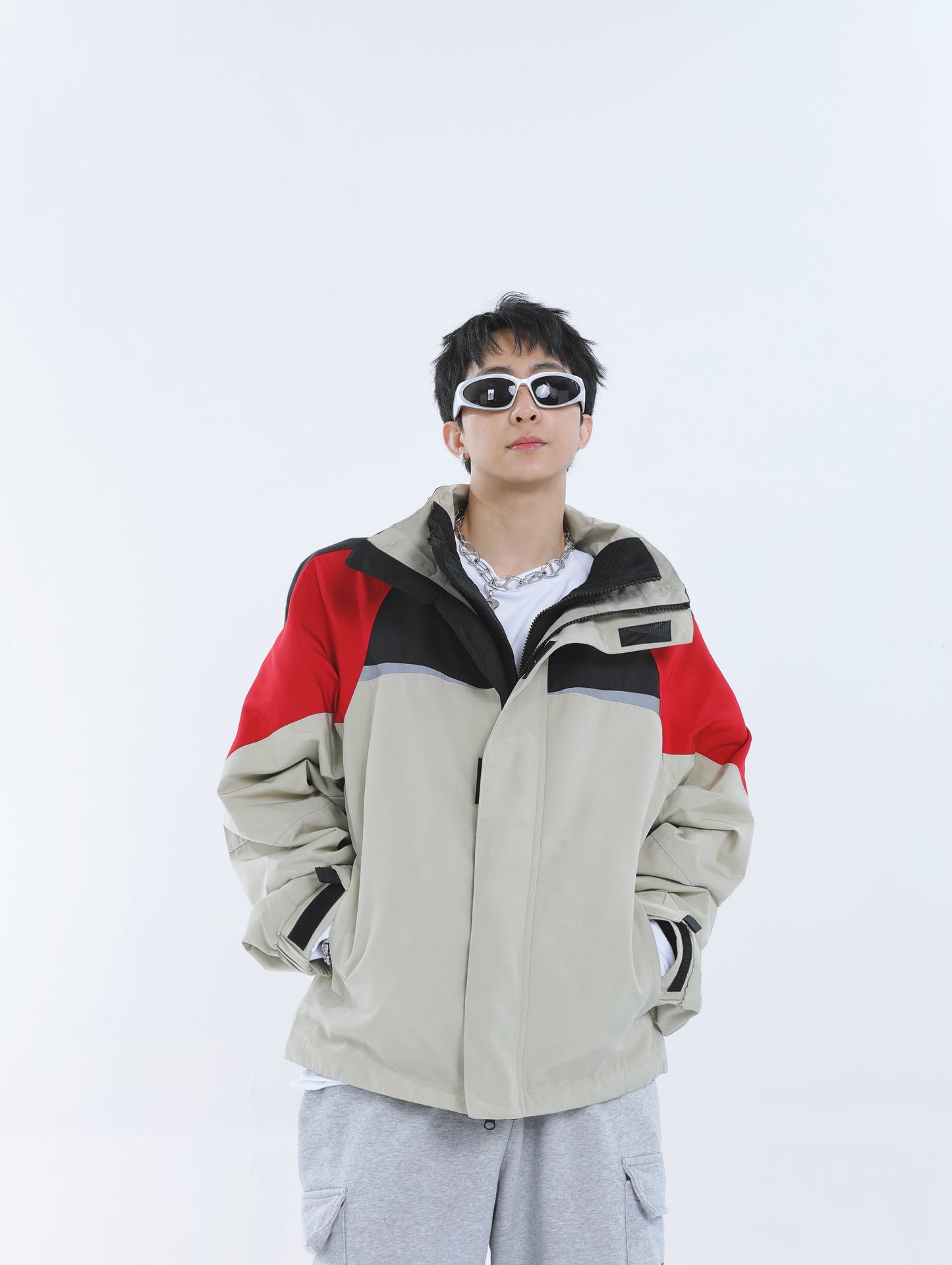 【23s September.】Workwear Retro Patchwork Design Stand Collar Jacket -L ArtsKoreanMan