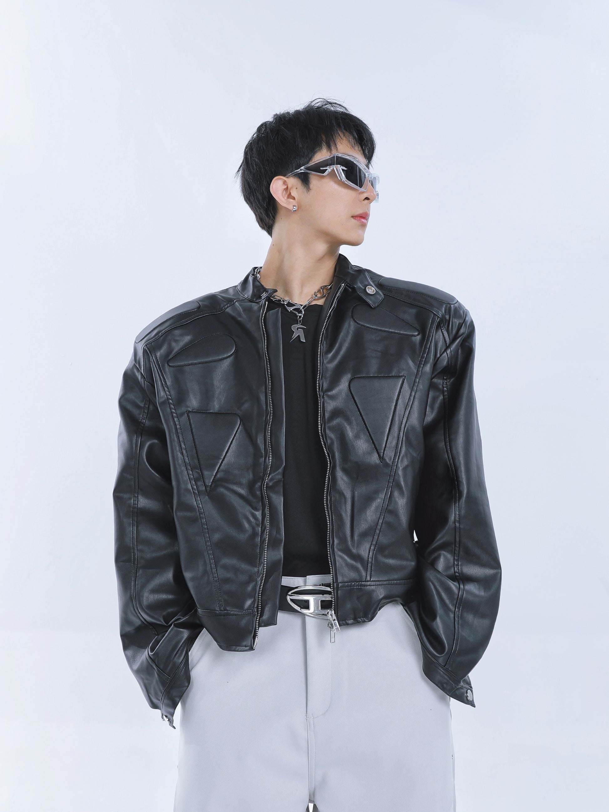 【23s September.】Vintage Short Motorcycle Leather Jacket ArtsKoreanMan