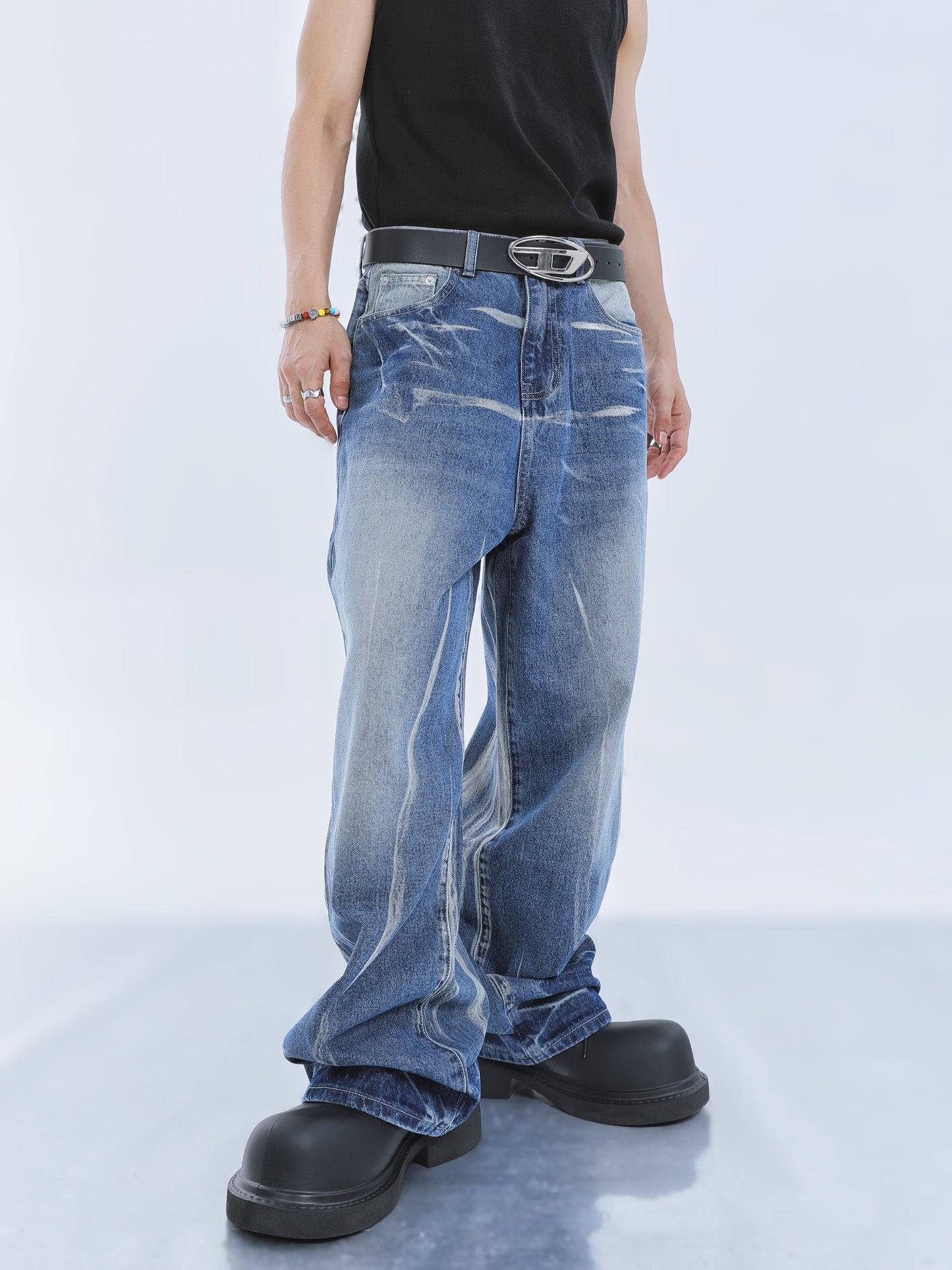 【23s September.】Niche Tie-dye Loose Wide-leg Jeans -M ArtsKoreanMan