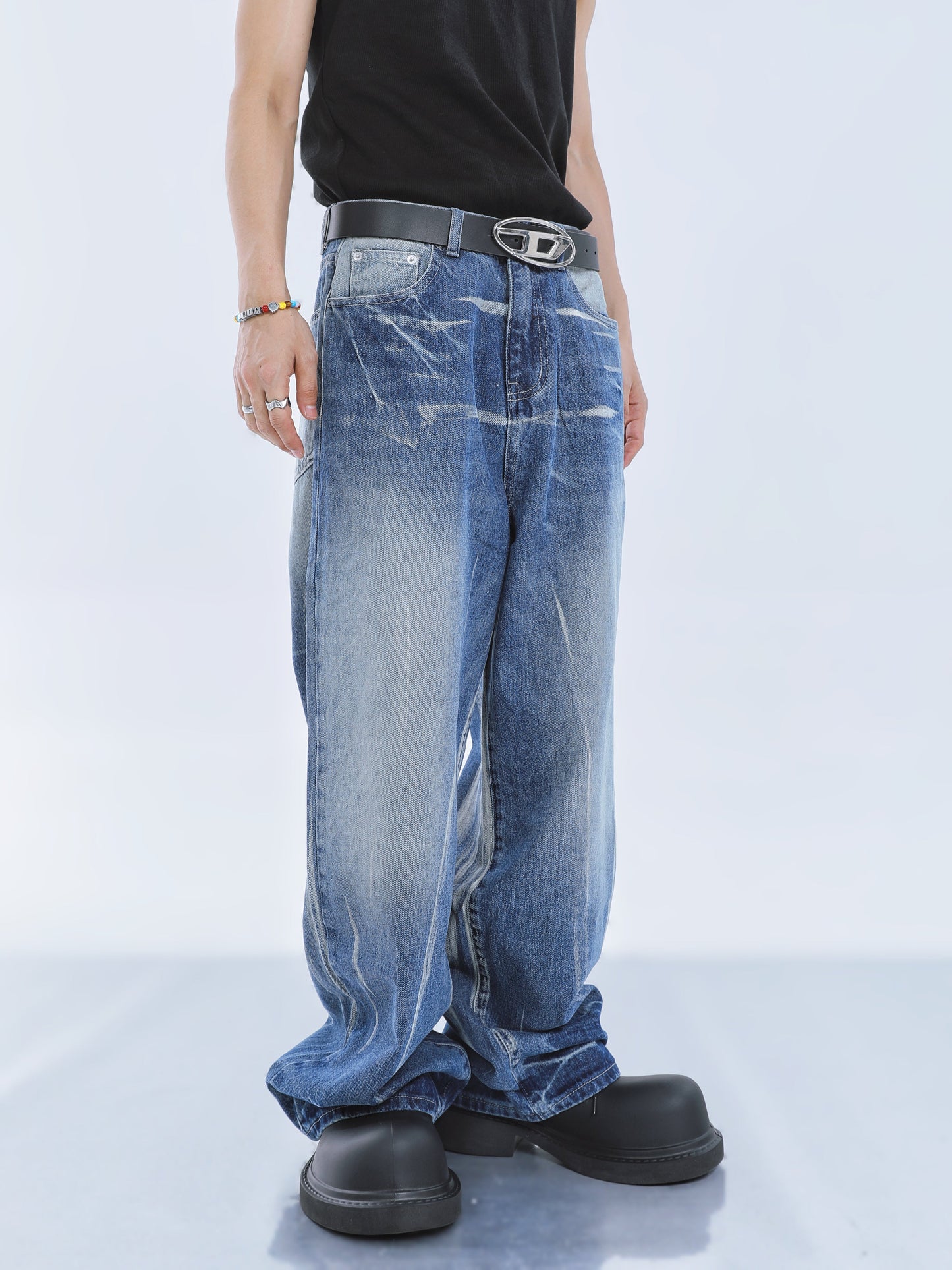 【23s September.】Niche Tie-dye Loose Wide-leg Jeans -M ArtsKoreanMan