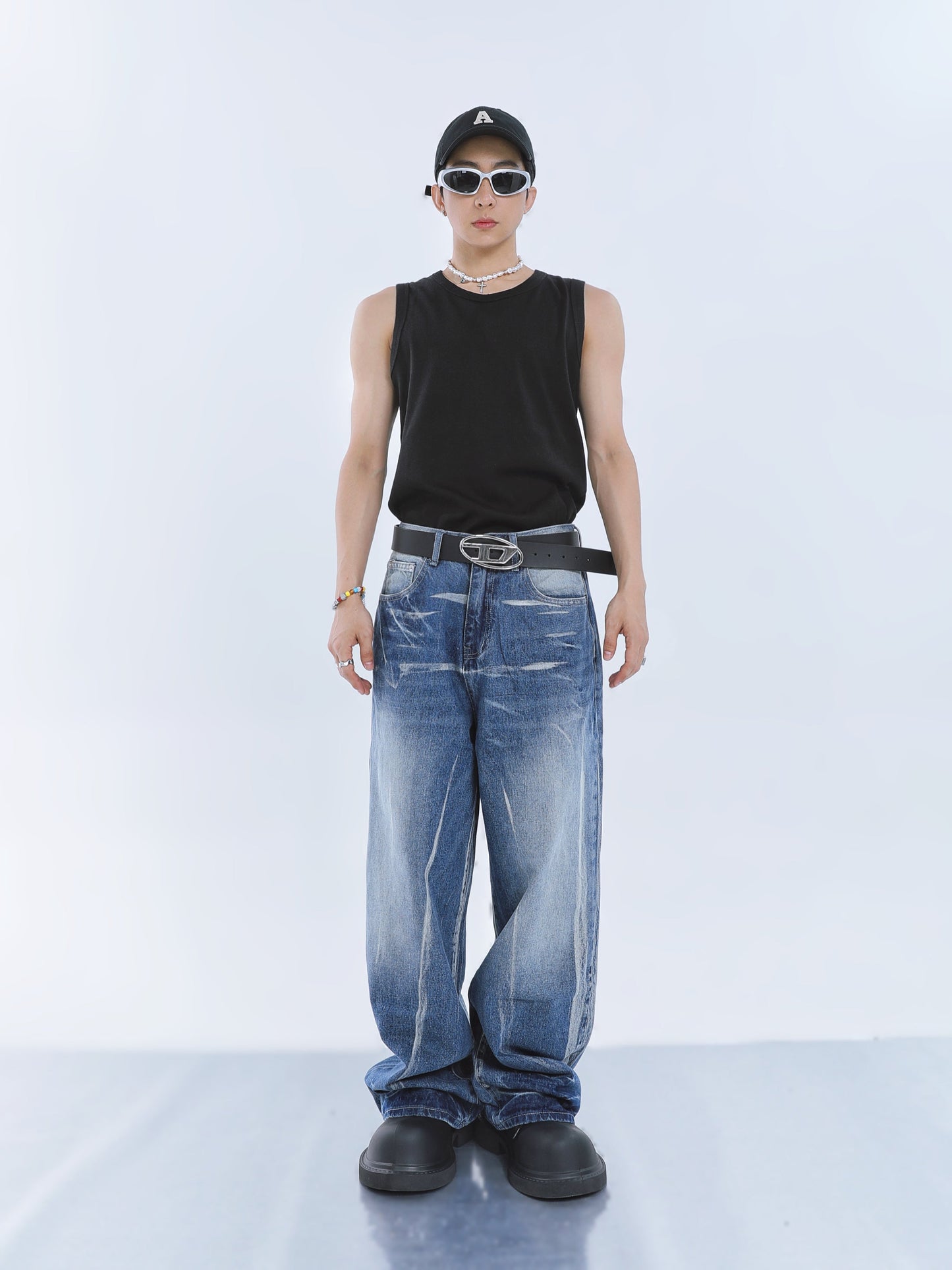 【23s September.】Niche Tie-dye Loose Wide-leg Jeans -M ArtsKoreanMan