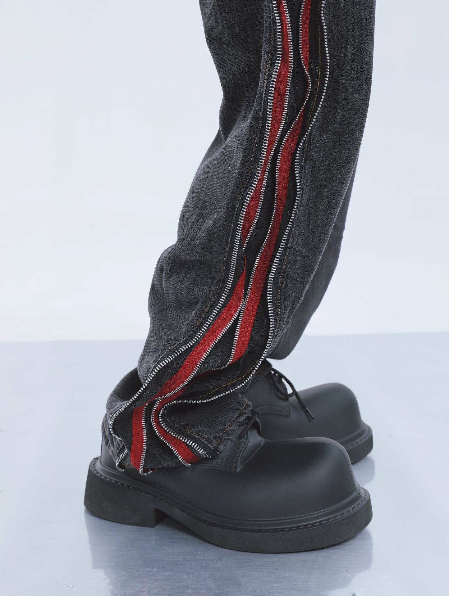 【23s September.】Contrast Striped Double Zip Jeans -M ArtsKoreanMan