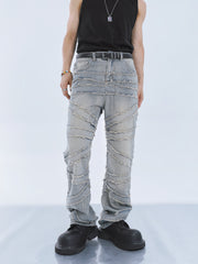 【23s September.】Fringed Raw Edge Loose Straight Jeans -M ArtsKoreanMan