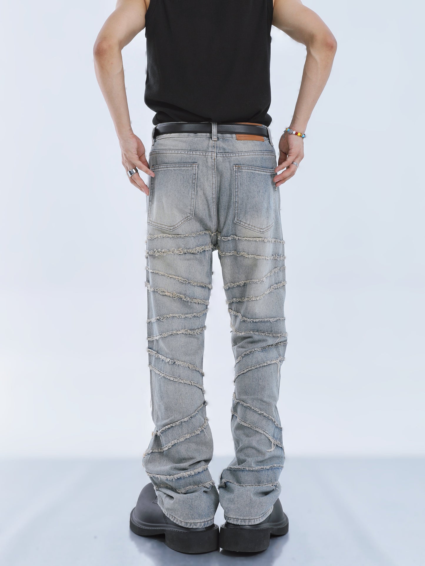 【23s September.】Fringed Raw Edge Loose Straight Jeans -M ArtsKoreanMan