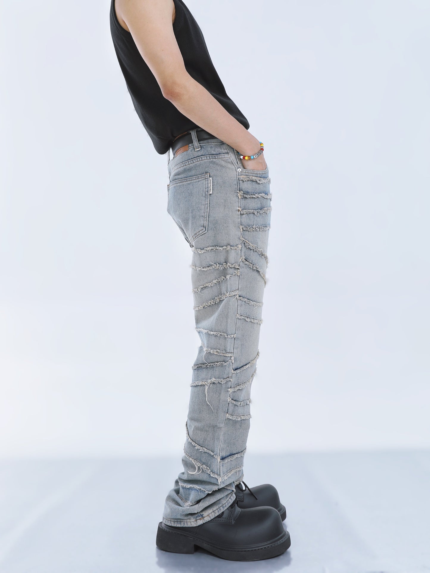 【23s September.】Fringed Raw Edge Loose Straight Jeans -M ArtsKoreanMan