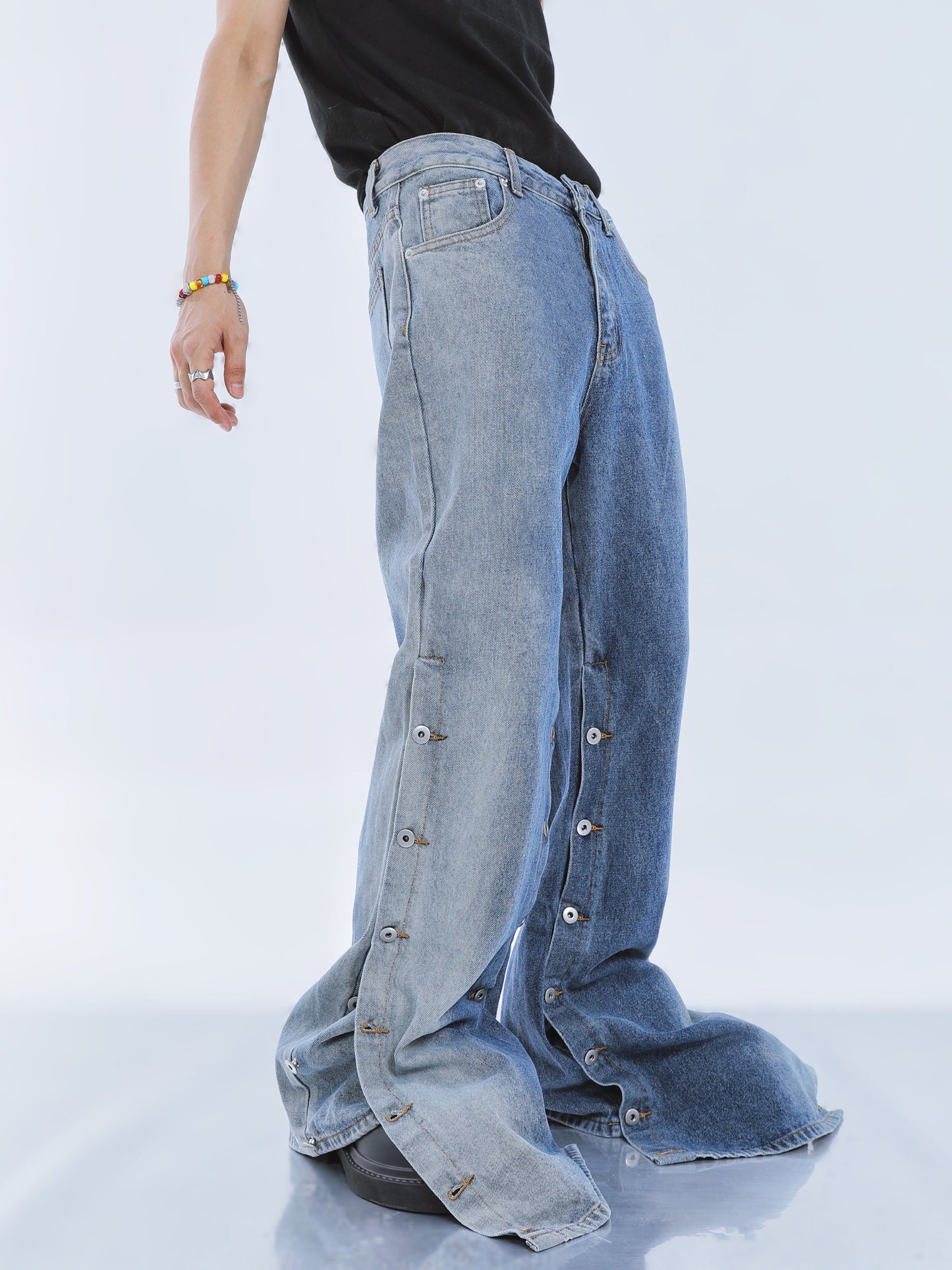 【23s September.】Niche Buttoned Gradient Jeans -M ArtsKoreanMan