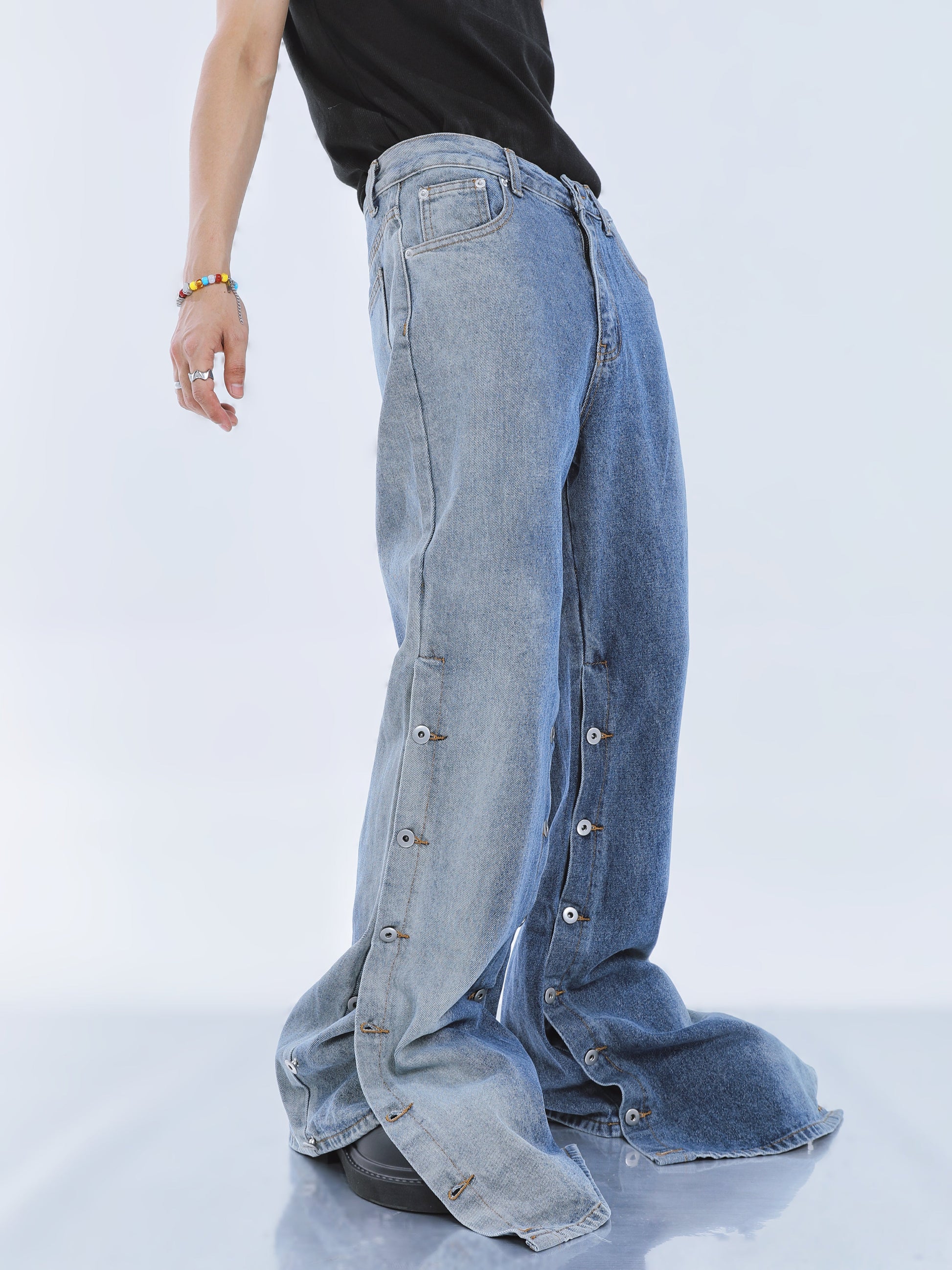 【23s September.】Niche Buttoned Gradient Jeans -M ArtsKoreanMan
