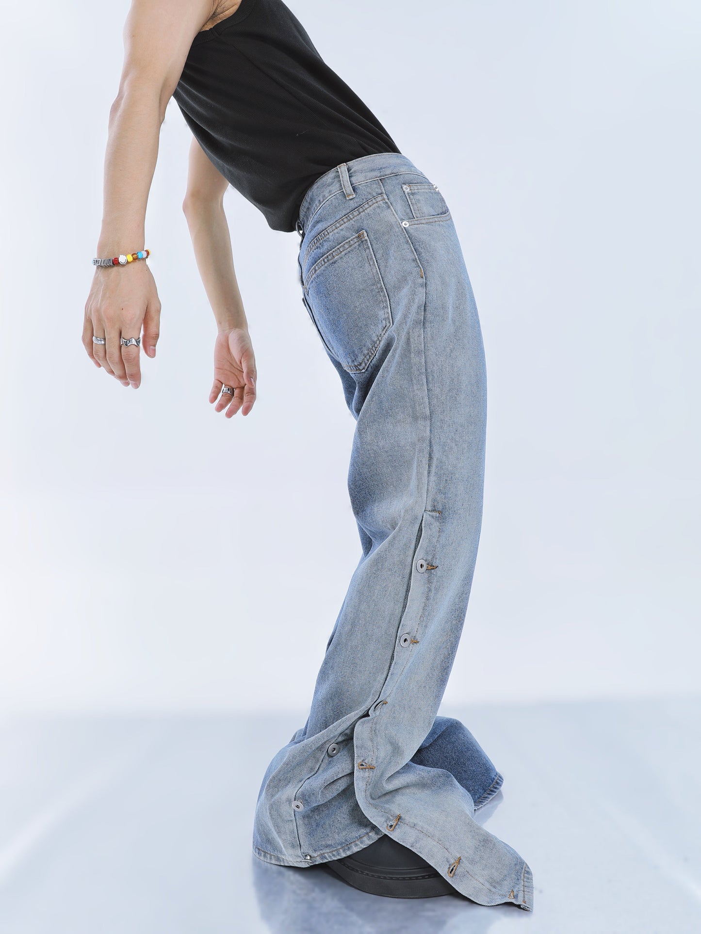 【23s September.】Niche Buttoned Gradient Jeans -M ArtsKoreanMan