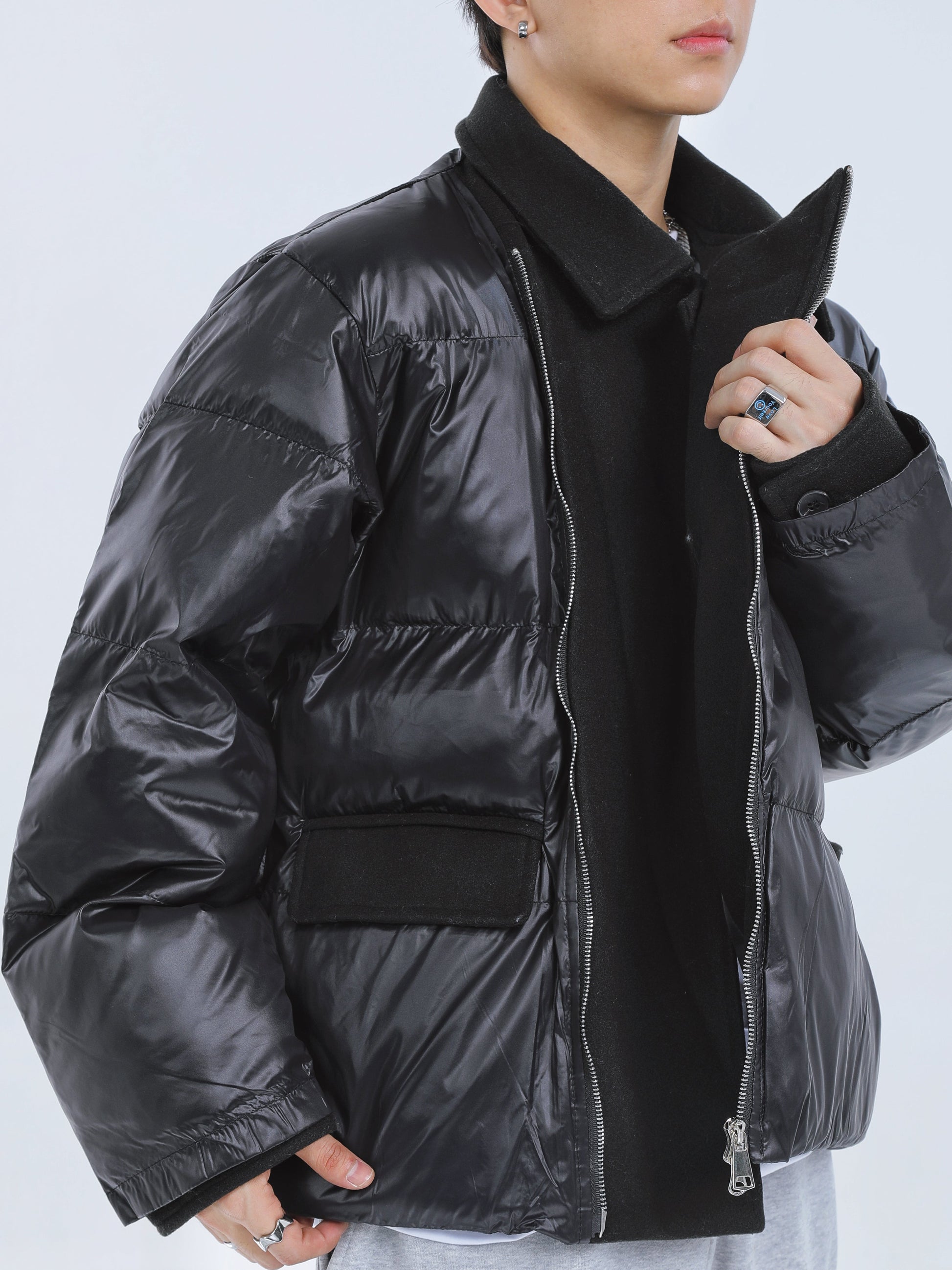 【23s September.】Diagonal Zipper Irregular Cotton Coat -L ArtsKoreanMan