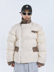 【23s September.】Diagonal Zipper Irregular Cotton Coat -L ArtsKoreanMan