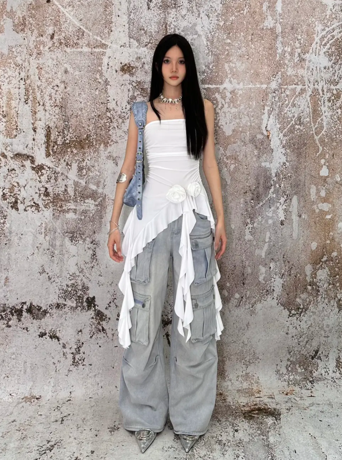 【24s May.】Ruffled Patchwork Bodycon Bandeau Top ArtsKoreanMan