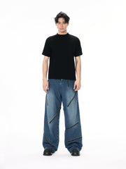 Minimalist Style Knife-cut Zipper Jeans