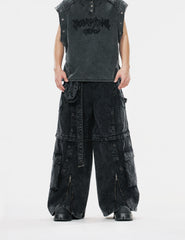 High Street Zipper Detachable Ribbon Jeans