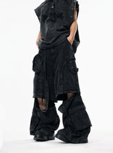 High Street Zipper Detachable Ribbon Jeans