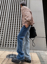 【25s Jul.】Contrast color tie-dye gradient flared jeans