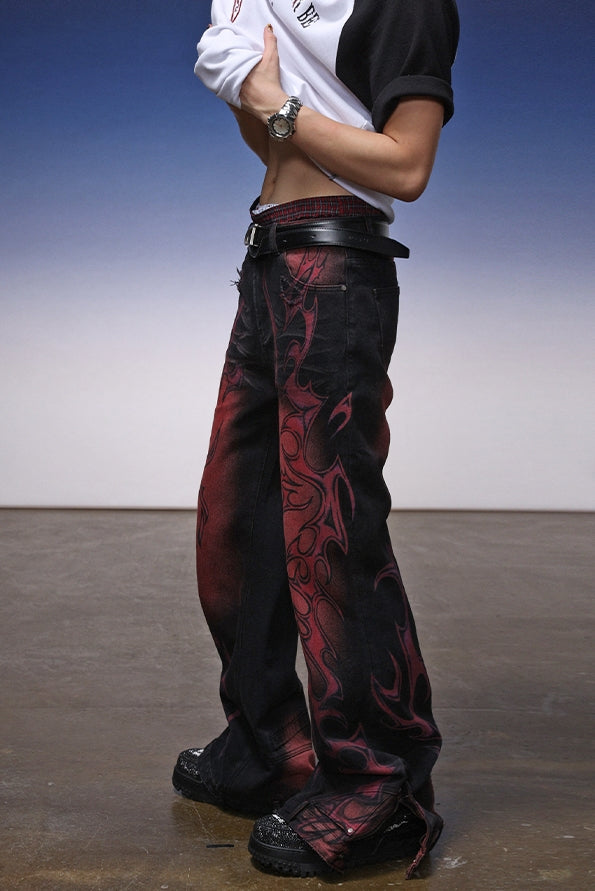 【25s Jul.】Flame Gradient Straight Jeans