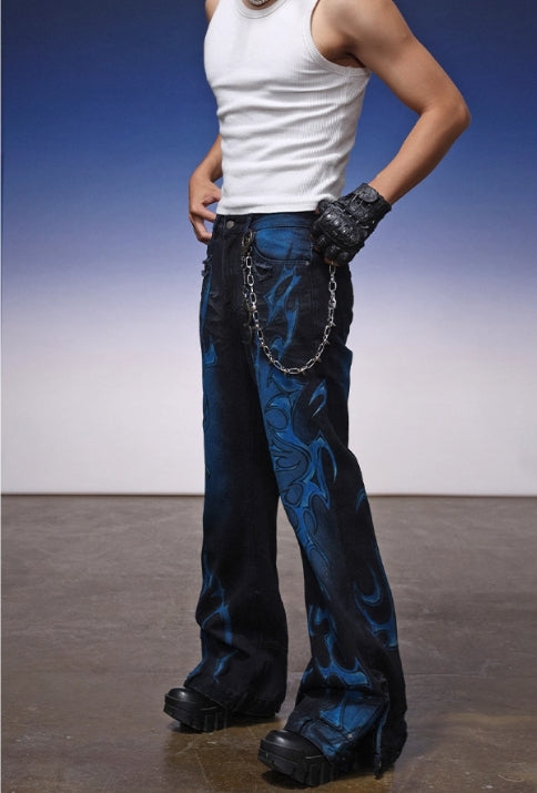 【25s Jul.】Flame Gradient Straight Jeans