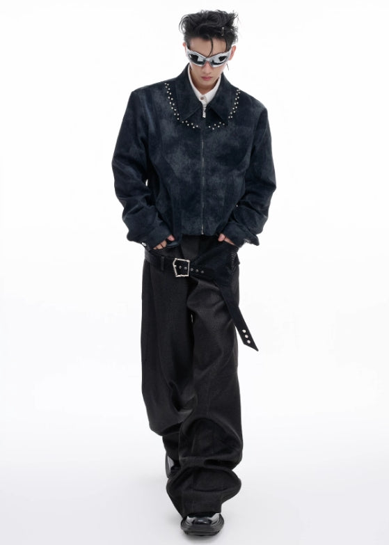 【25s Aug.】Pearl Deconstructed Textured Cropped Leather Jacket