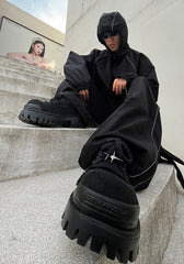 Four-pointed Star Hand-destroyed Denim Platform Derby Shoes ArtsKoreanMan