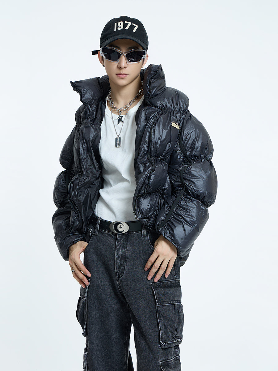 【23s September.】Irregular Pleat Stand Collar Cotton Jacket -L ArtsKoreanMan