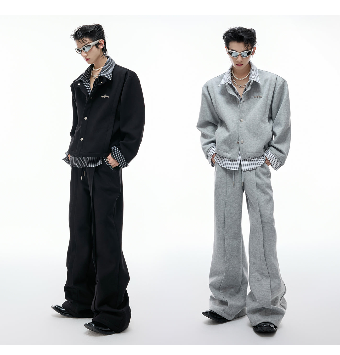 【25s Aug.】Fake Two-piece Shirt And Cardigan Hoodie Set