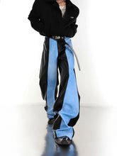 【23s July.】PU Leather Blue Black Trousers ArtsKoreanMan