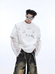 【24s April.】Deconstructed Fake Two Piece Mesh Splicing T-shirt ArtsKoreanMan