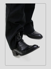 Pointed-toe Cowhide Upturned Toe Wizard Chelsea Boots