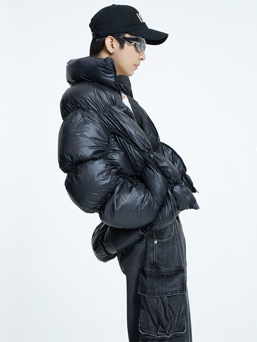 【23s September.】Irregular Pleat Stand Collar Cotton Jacket -L ArtsKoreanMan