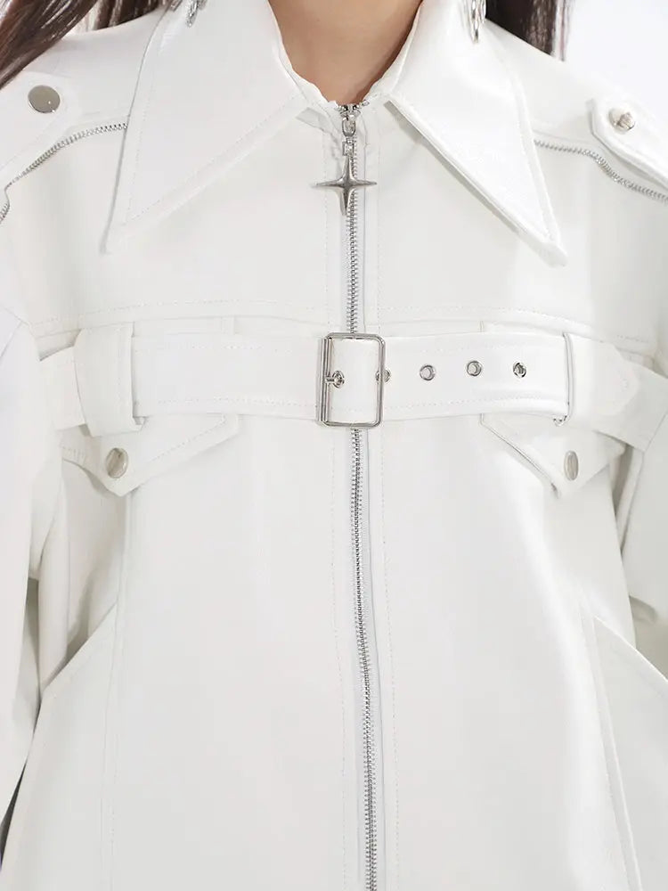 【23s August.】Minimalist Metallic Leather Jacket ArtsKoreanMan