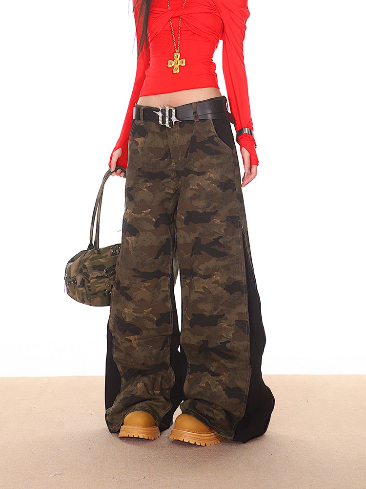 【24s Oct.】American Retro Stitching Zipper Camouflage Overalls ArtsKoreanMan
