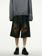 【24s April.】American Retro Ripped Denim Shorts ArtsKoreanMan