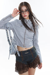 【23s December.】Slim Fit Crocodile Leather Metallic Logo Jacket ArtsKoreanMan