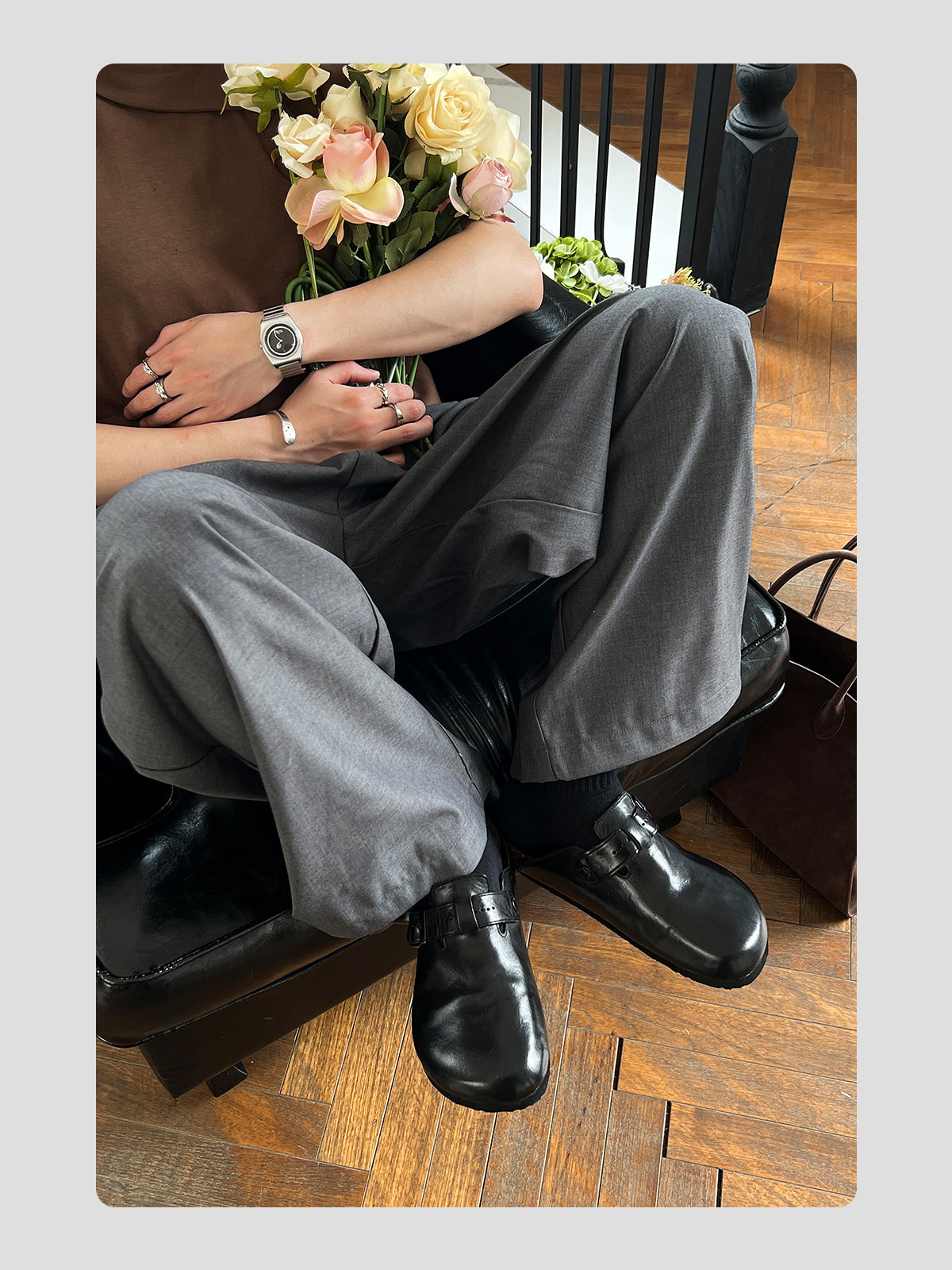 "Bullet Hole" Washed Horse Leather Birkenstock Slippers