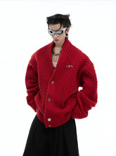 【24s Oct.】Metal Button Large V-neck Loose Knit Sweater ArtsKoreanMan