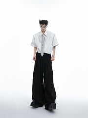 【24s July.】Deconstructed Double Layer 3D Pleated Short Sleeve Shirt ArtsKoreanMan