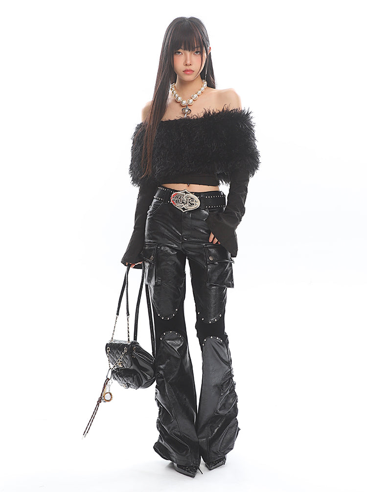 【24s Dec.】American Style Hot Girl Fur Collar Long Sleeve Sweater