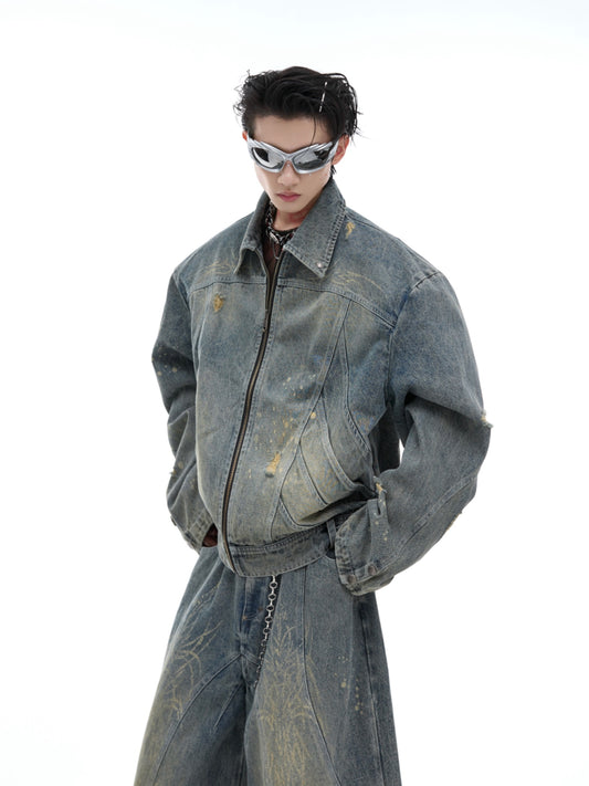 【24s Oct.】Washed Shoulder Pads Waste Earth Heavy Denim Suit ArtsKoreanMan