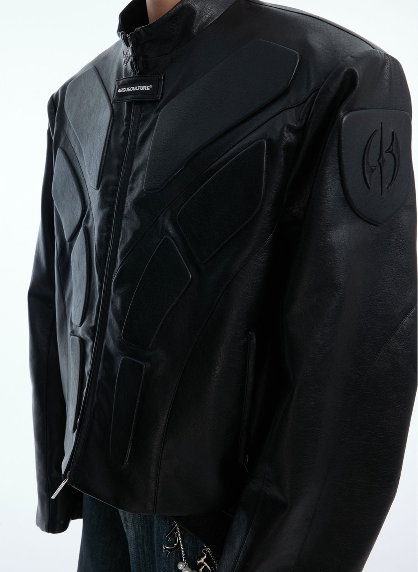 【25s Aug.】3D Relief Motorcycle Armor Leather Jacket