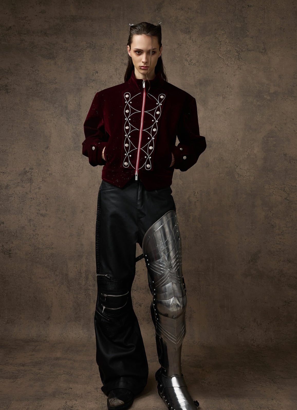 【25s Apr.】Glittery Metal Buttons Stand Collar Jacket