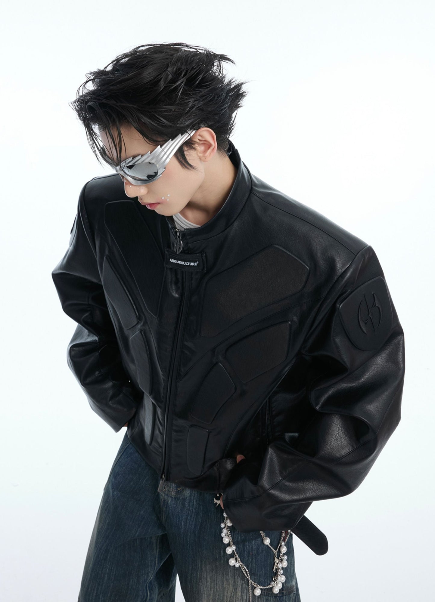 【25s Aug.】3D Relief Motorcycle Armor Leather Jacket