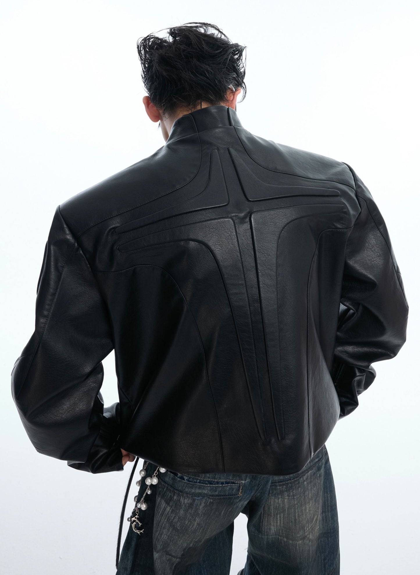 【25s Aug.】3D Relief Motorcycle Armor Leather Jacket