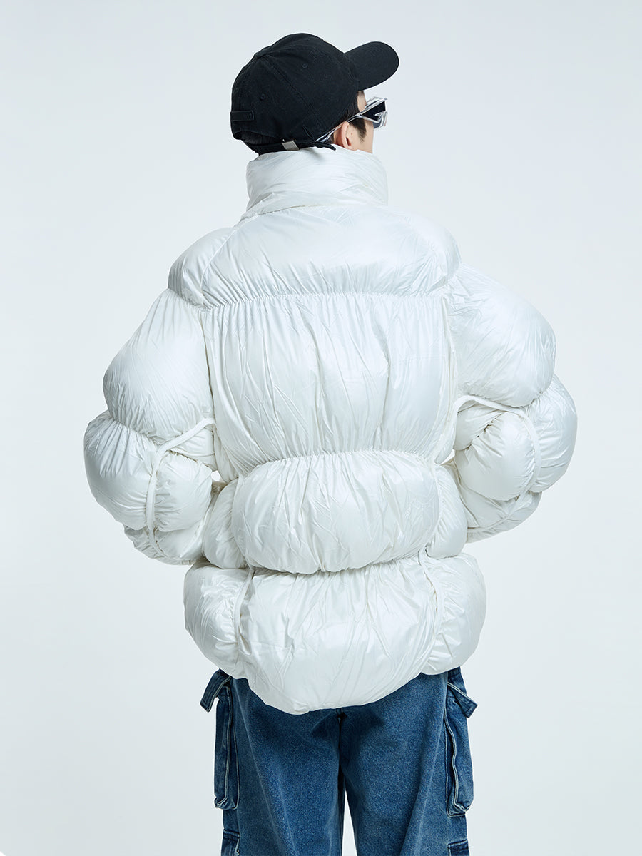 【23s September.】Irregular Pleat Stand Collar Cotton Jacket -L ArtsKoreanMan